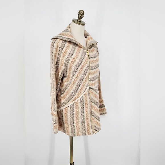 Soft Surroundings Rayadas Jacquard Zip Up Jacket Geometric Stripes Boho Medium - Picture 11 of 11
